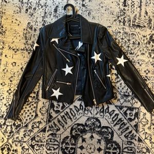Leather jacket with stars